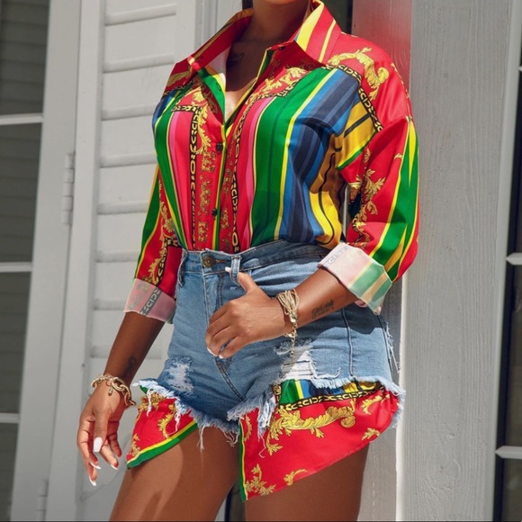 Long Sleeve Oversized Red Loose Tunic Shirt Dress - Picture 7 of 8